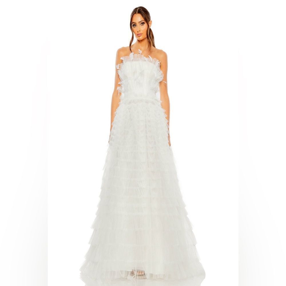 Anthropologie Mac Duggal Kylie Strapless Ruffle Wedding Gown/ size 6 - Picture 7 of 11